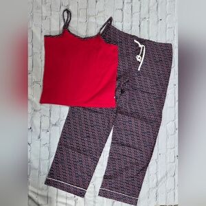 Tommy Hilfiger Women's Flannel 2 Piece Pjs Candy Cane Pattern In Large